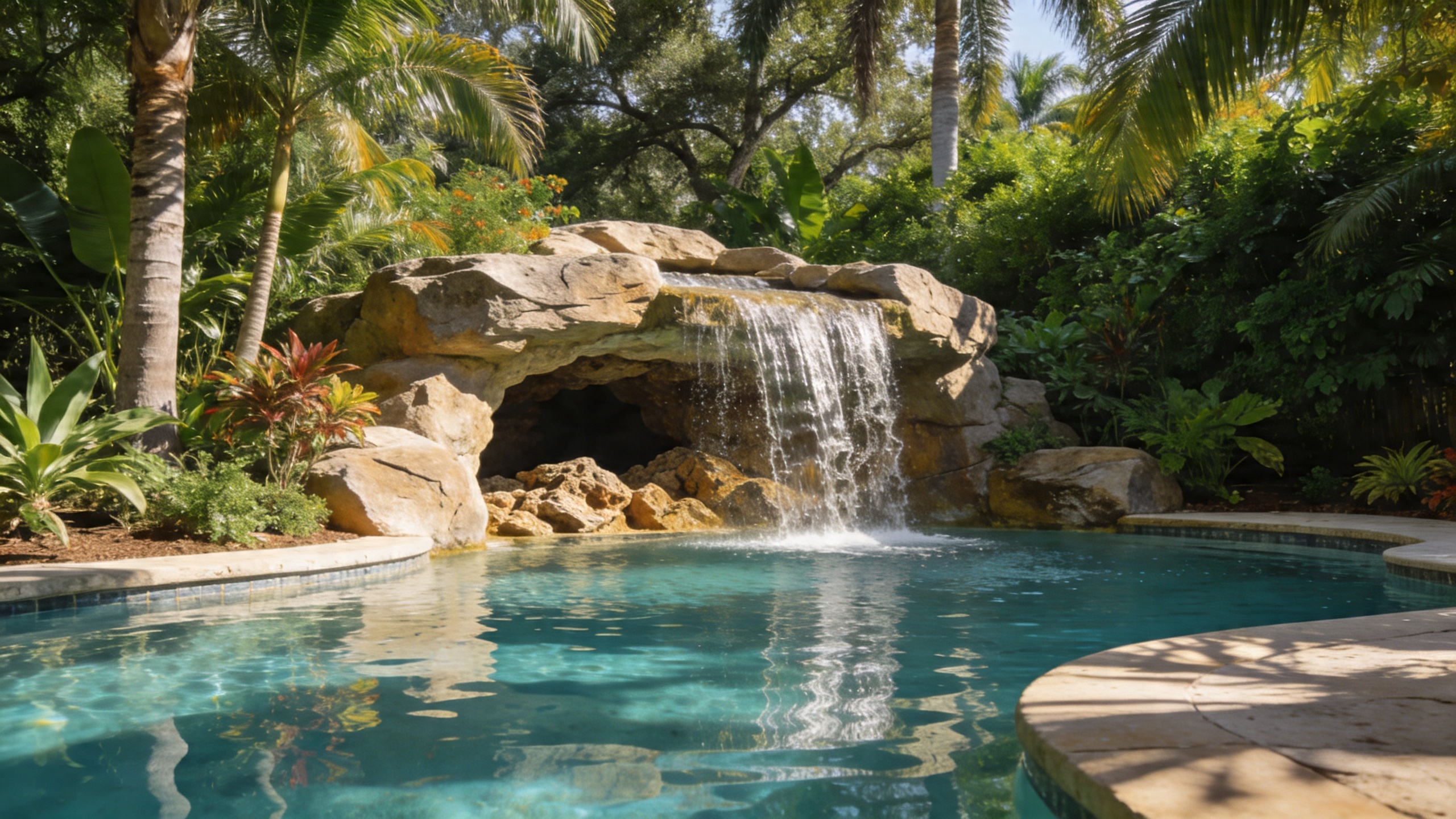 Freeform pool with waterfall feature, Citrus Park FL