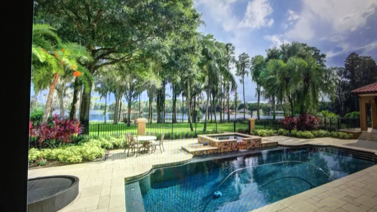 Waterfront tropical pool with spa and lake view, Tarpon Springs FL