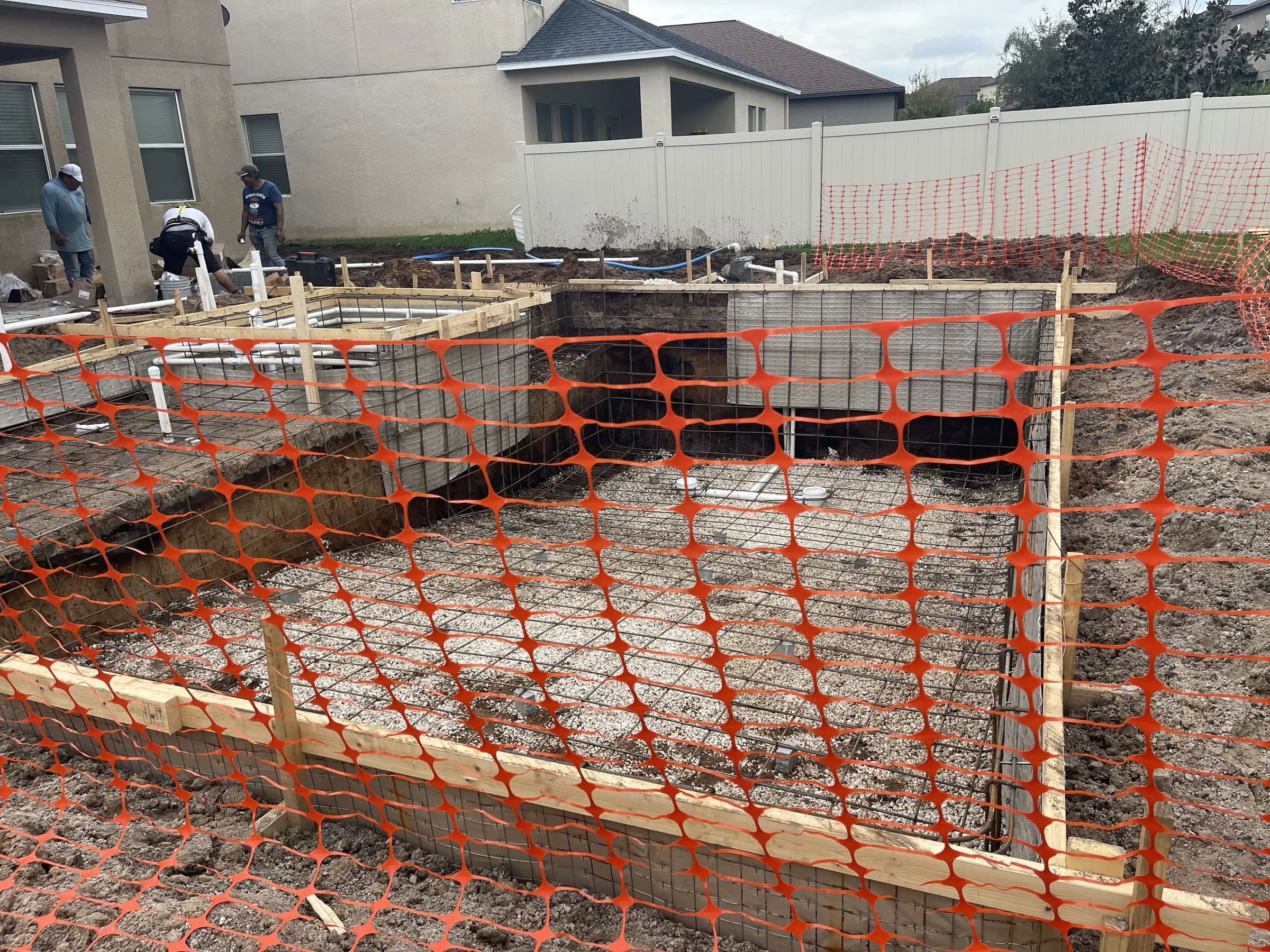 Pool excavation with rebar cage and wood forms, Pasco County FL
