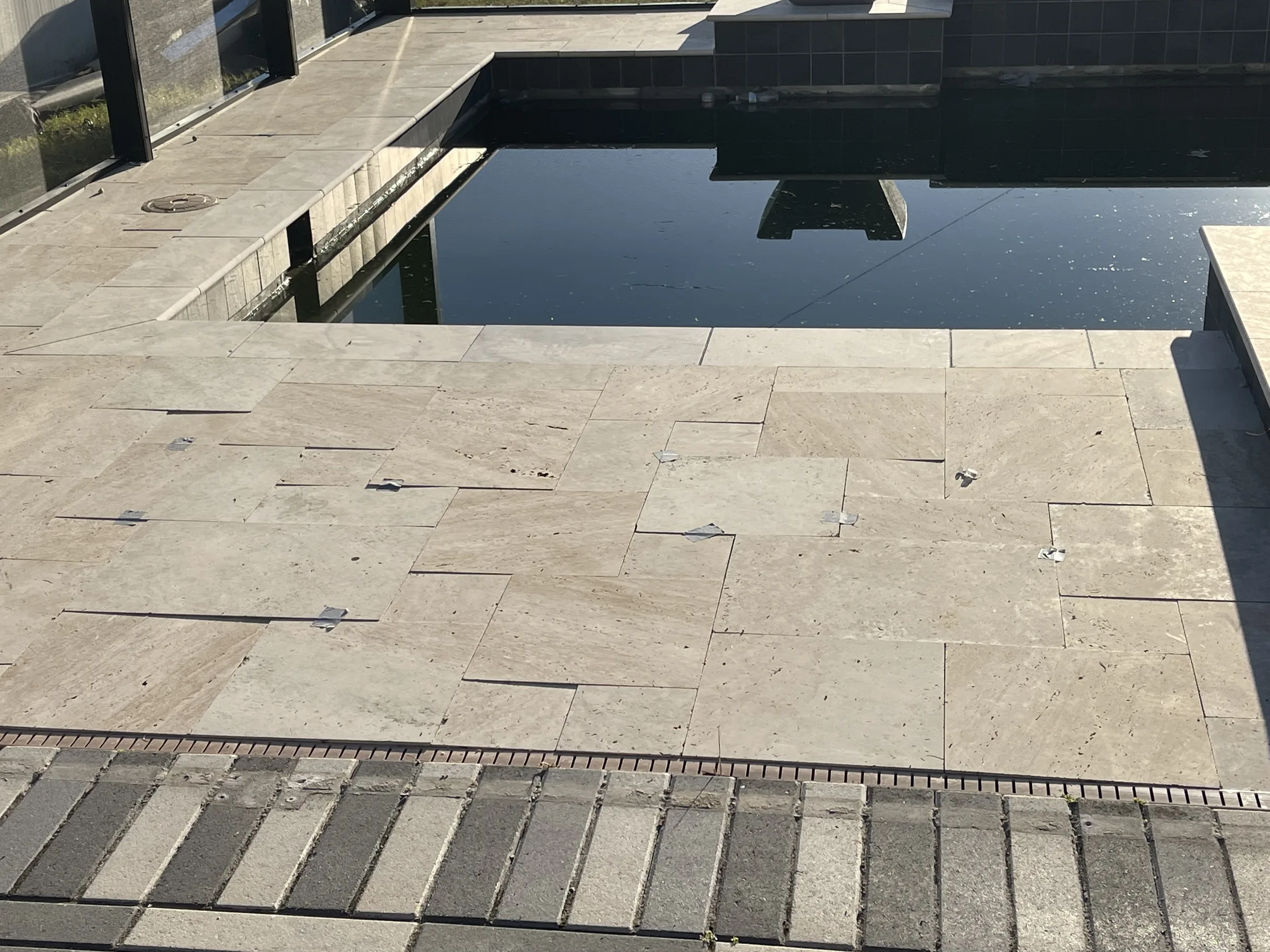 Pool area with freshly installed screen enclosure, Wesley Chapel FL